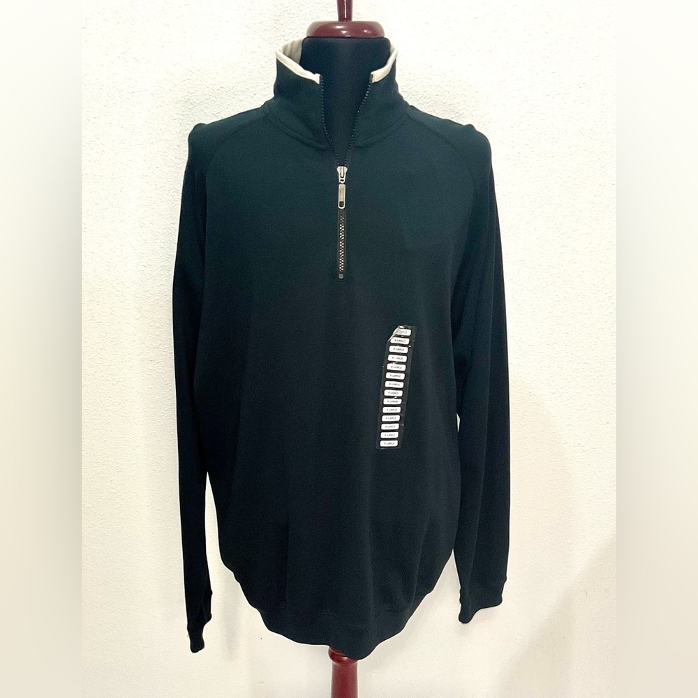 Boston Traders 1/4 Zip Pullover Black XL Henley Style